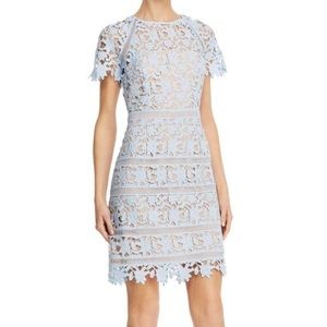Eliza J Lace Overlay Sheath Dress in Baby Blue Size 14